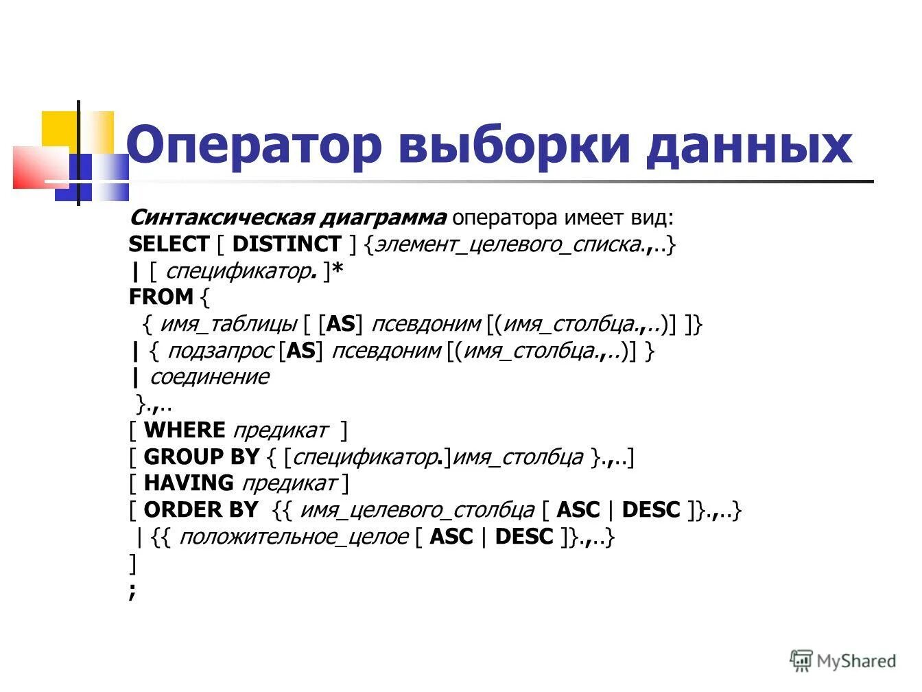 Операторы выборки. Операторы выборки данных. операторы выборки данных sql. составные операторы выборки sql. выборка база данных оператор.