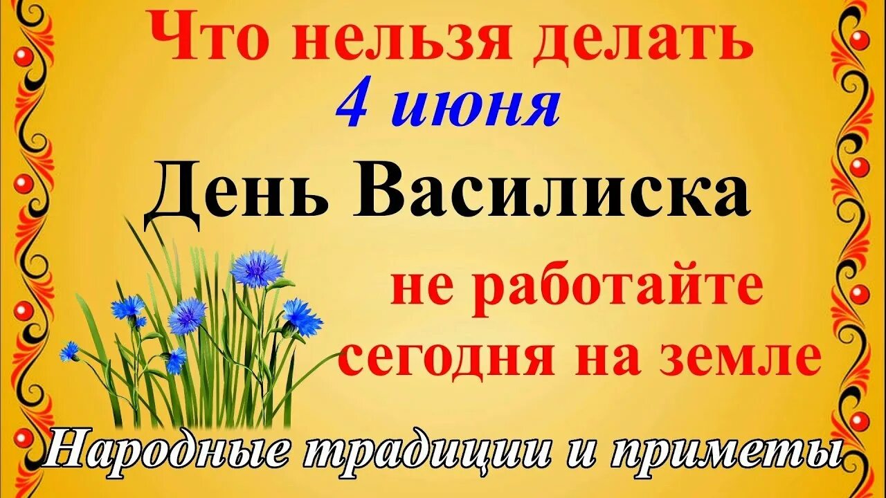 4 Июня. Василиск праздник. 4 Июня праздник. Народный праздник Василиск. 4 июня 2017 год