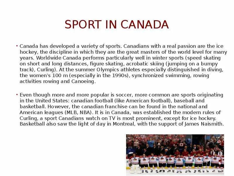 Are sport popular in russia. Спорт в Канаде на английском. Спорт в Канаде презентация. Проект по английскому языку про хоккей. Canada на английском.
