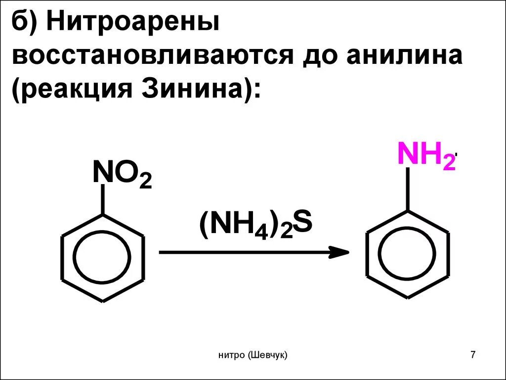 Нитробензола реакция Зинина. Анилина реакция Зинина. Реакция н н Зинина. Восстановление нитросоединений реакция Зинина.