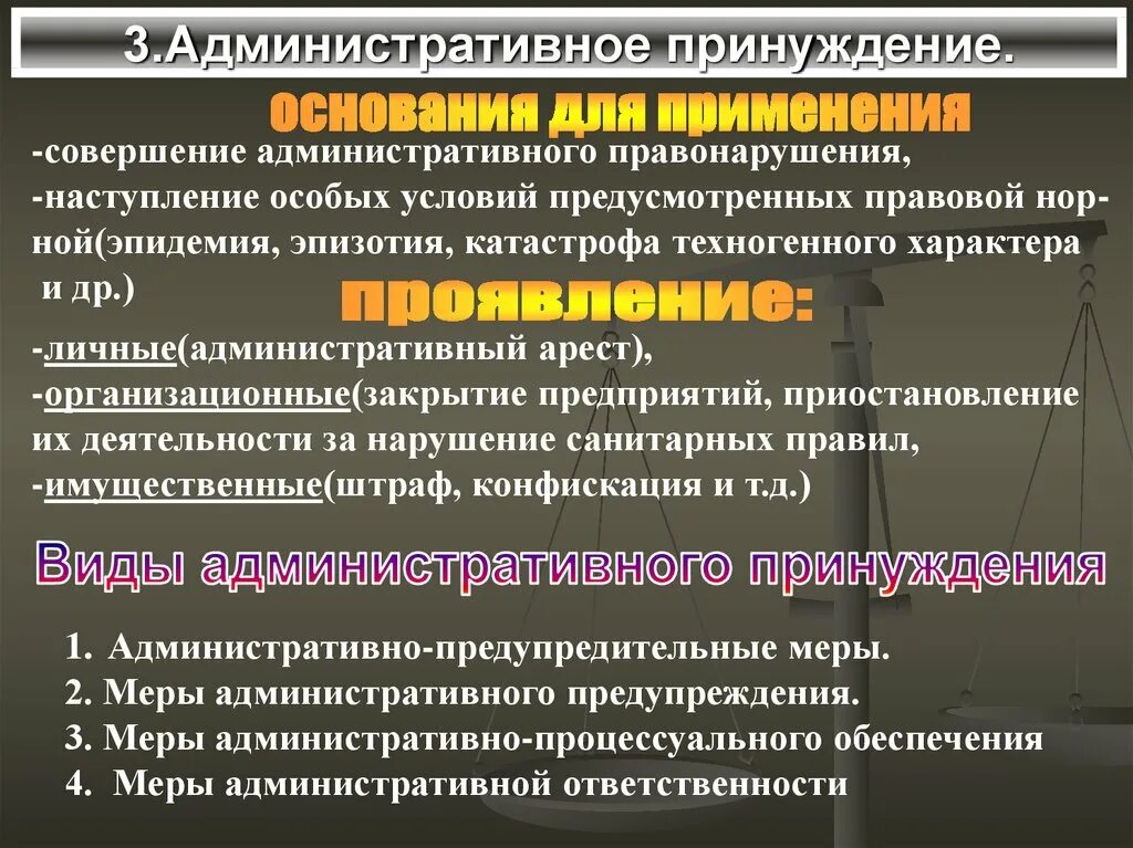 Основания применения мер административного принуждения