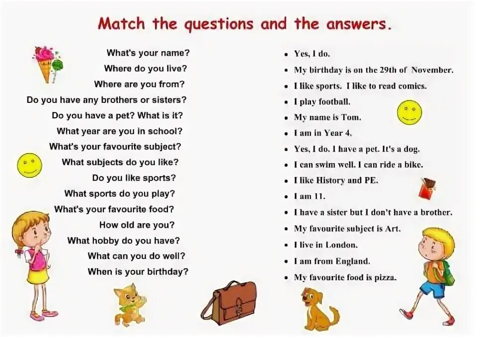 Answer the questions what do the children. Match the questions and the answers 5 класс. Answer the questions ответы. Match the questions to the answers 5 класс. Английский язык Match the questions and the answers.