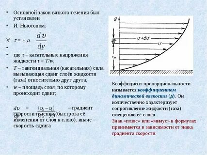 Закон ньютона для вязкой жидкости