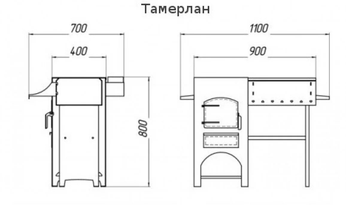 Размеры чертежи мангал с печкой