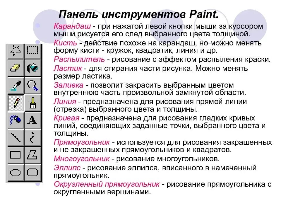 Инструмент графического редактора ответ. Инструменты редактора paint. панель инструментов paint. панель инструментов графического редактора. панель инструментов графического редактора paint.