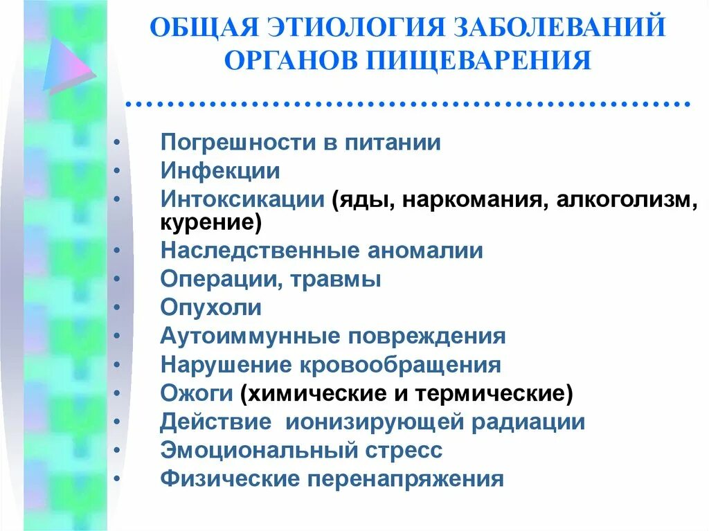 Болезни органов пищеварения. Причины развития заболеваний пищеварительной системы. Этиология органов пищеварения. Общая этиология расстройств пищеварительной системы. Причины желудочных заболеваний