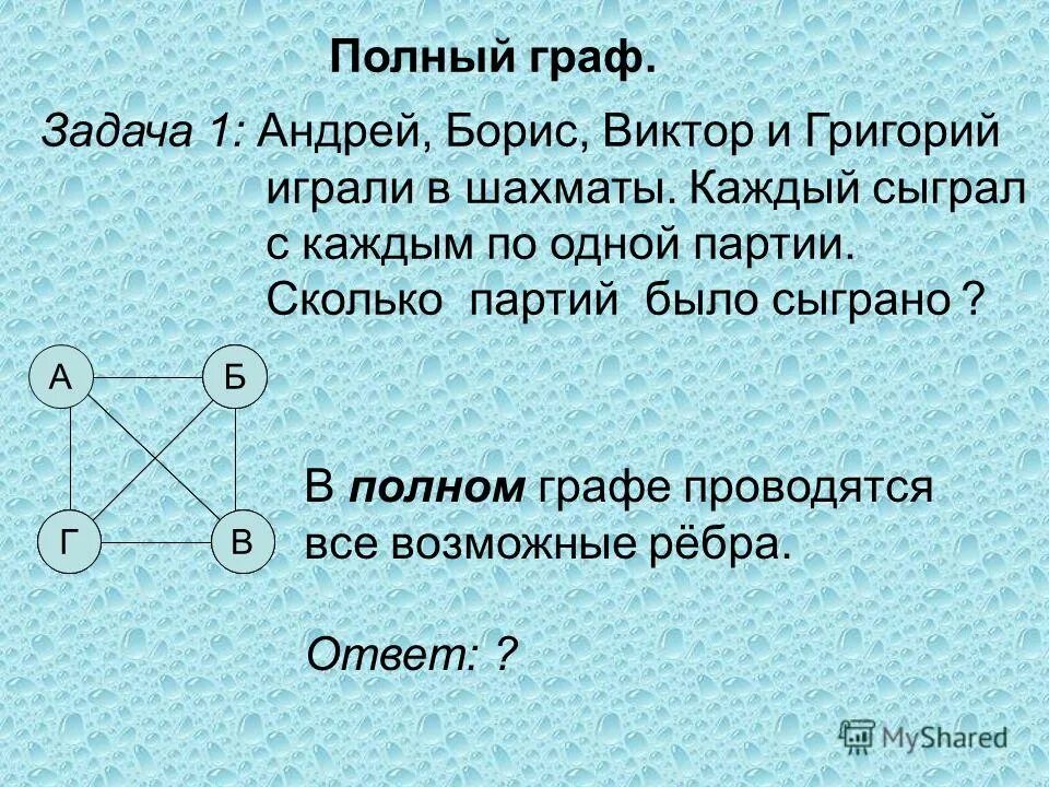 Доклад на тему графы