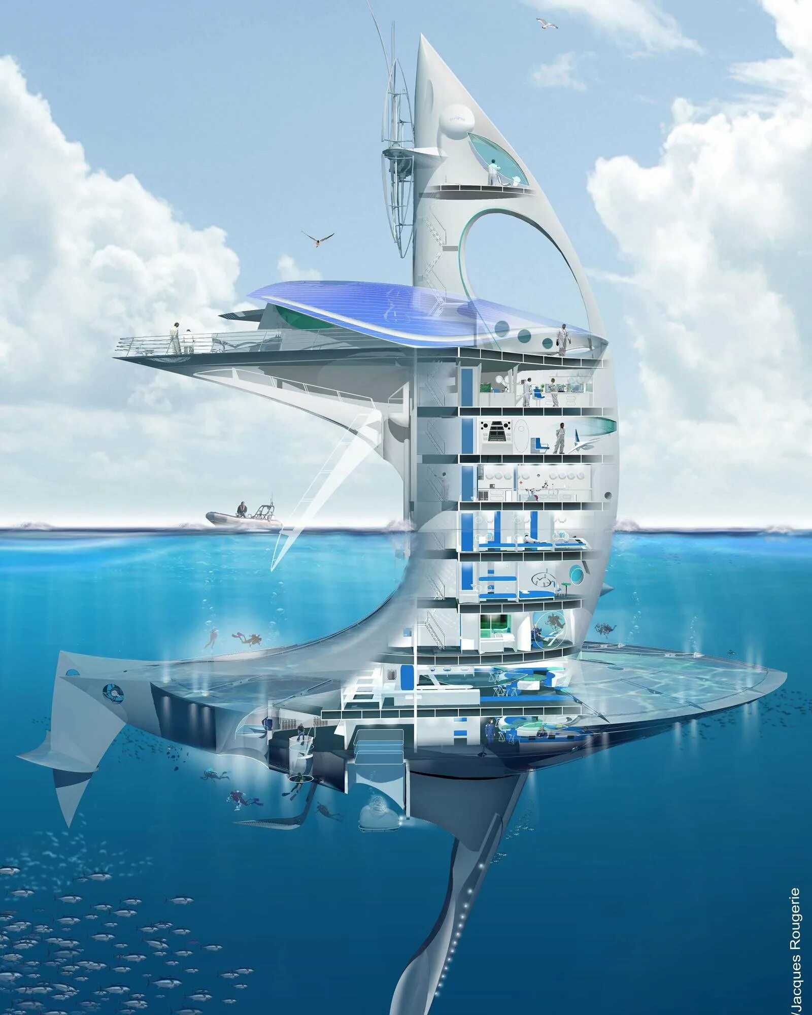 Вертикальные корабли. Жак Ружери Архитектор. Вертикальный корабль SEAORBITER. Жак Ружери проекты. Необычные корабли.