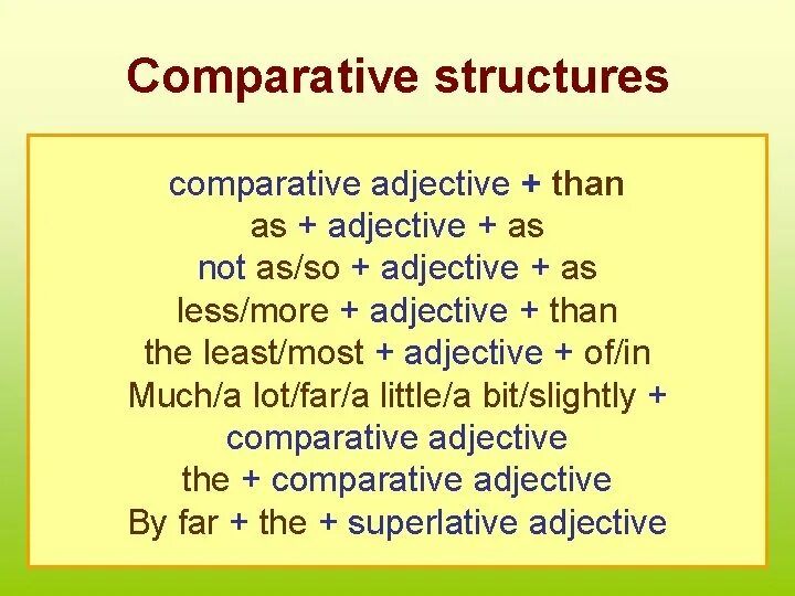 Degrees of Comparison of adjectives правило. Типы сравнительных оборотов в английском языке. Comparative в английском. Degrees of Comparison правило. Comparative правило