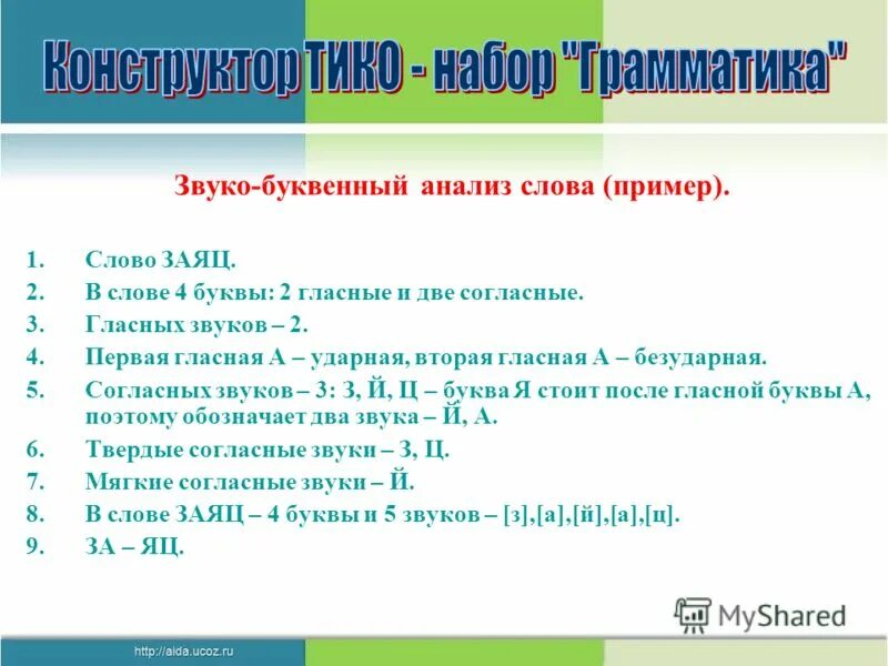 Зайца разбор слова как часть. Анализ слова заяц. Звукобуквенный анализ. Заяц звуко буквенный разбор слова. Звуко буквенный анализ слова заяц.