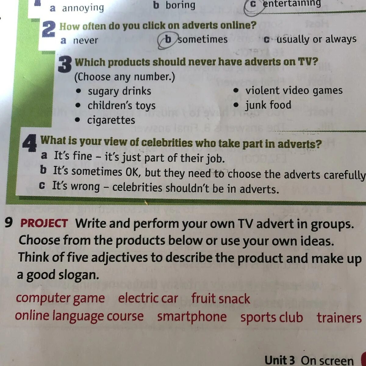Work in groups choose one