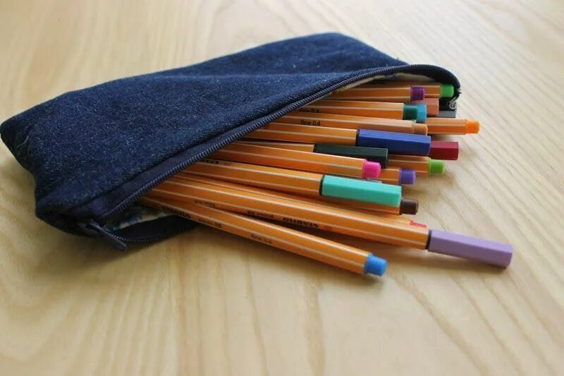 A pencil case in the desk