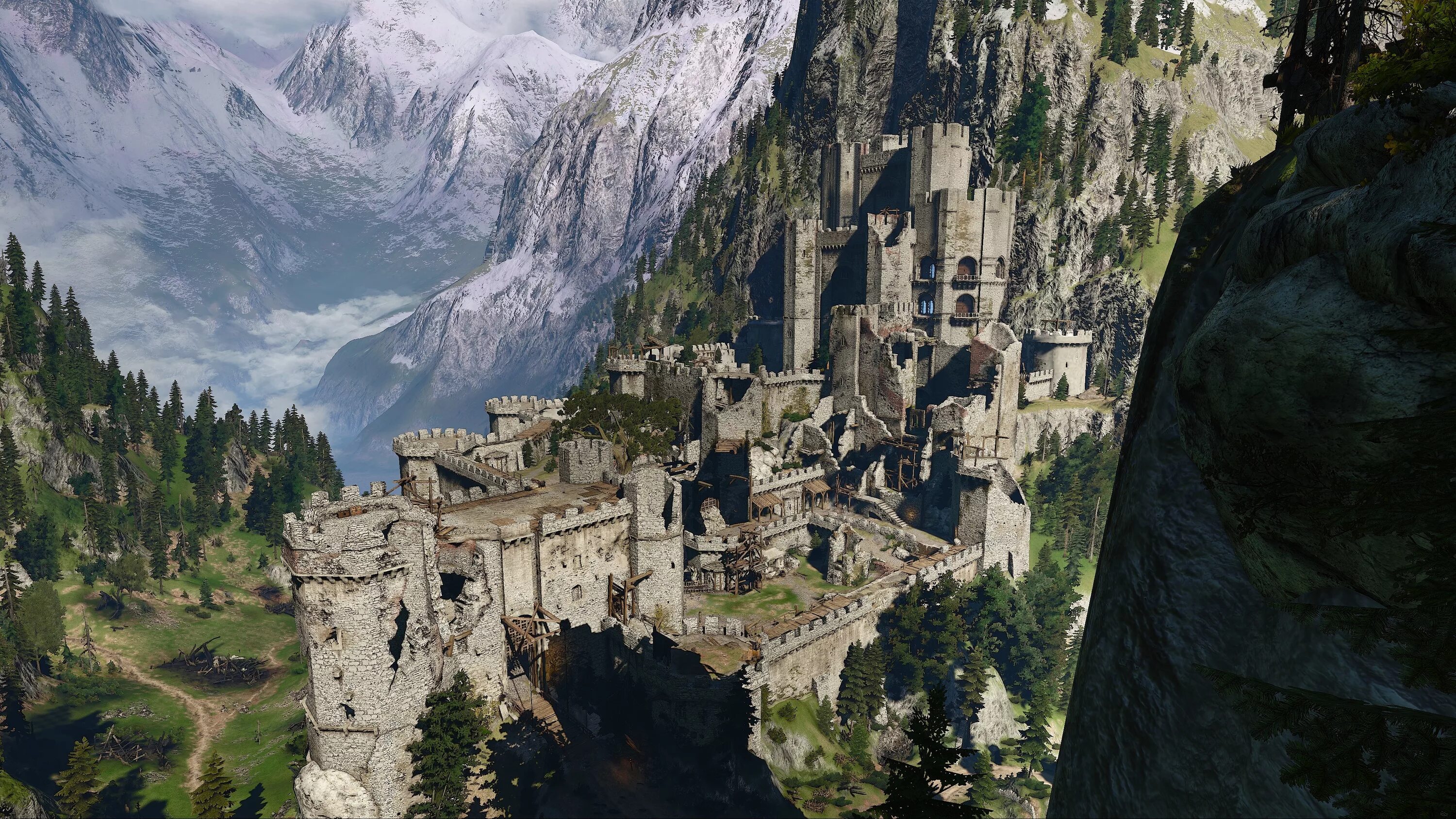 Ведьмак 3 каэр. Замок каэр морхен. witcher 3 каэр морхен. каэр морхен горы. природа каэр морхен.