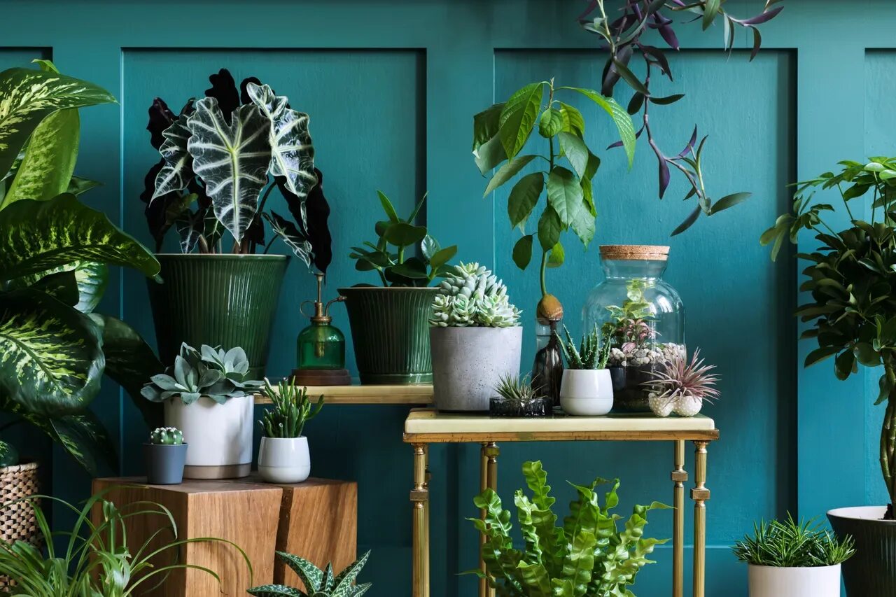 Indoor plants. Цветок Green houseplant. Urban Jungle стиль. Комнатные растения в интерьере квартиры. Декоративные растения для интерьера.