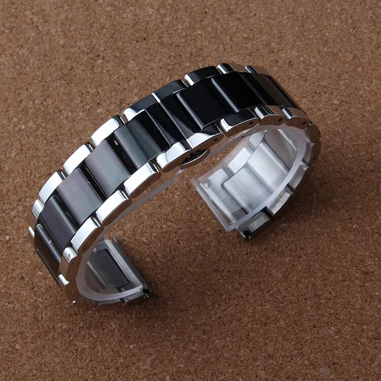Браслет стальной Silver для часов 22 мм. Металлический ремешок 22 мм. Черный металлический браслет для часов 22мм. Керамический браслет мужской.
