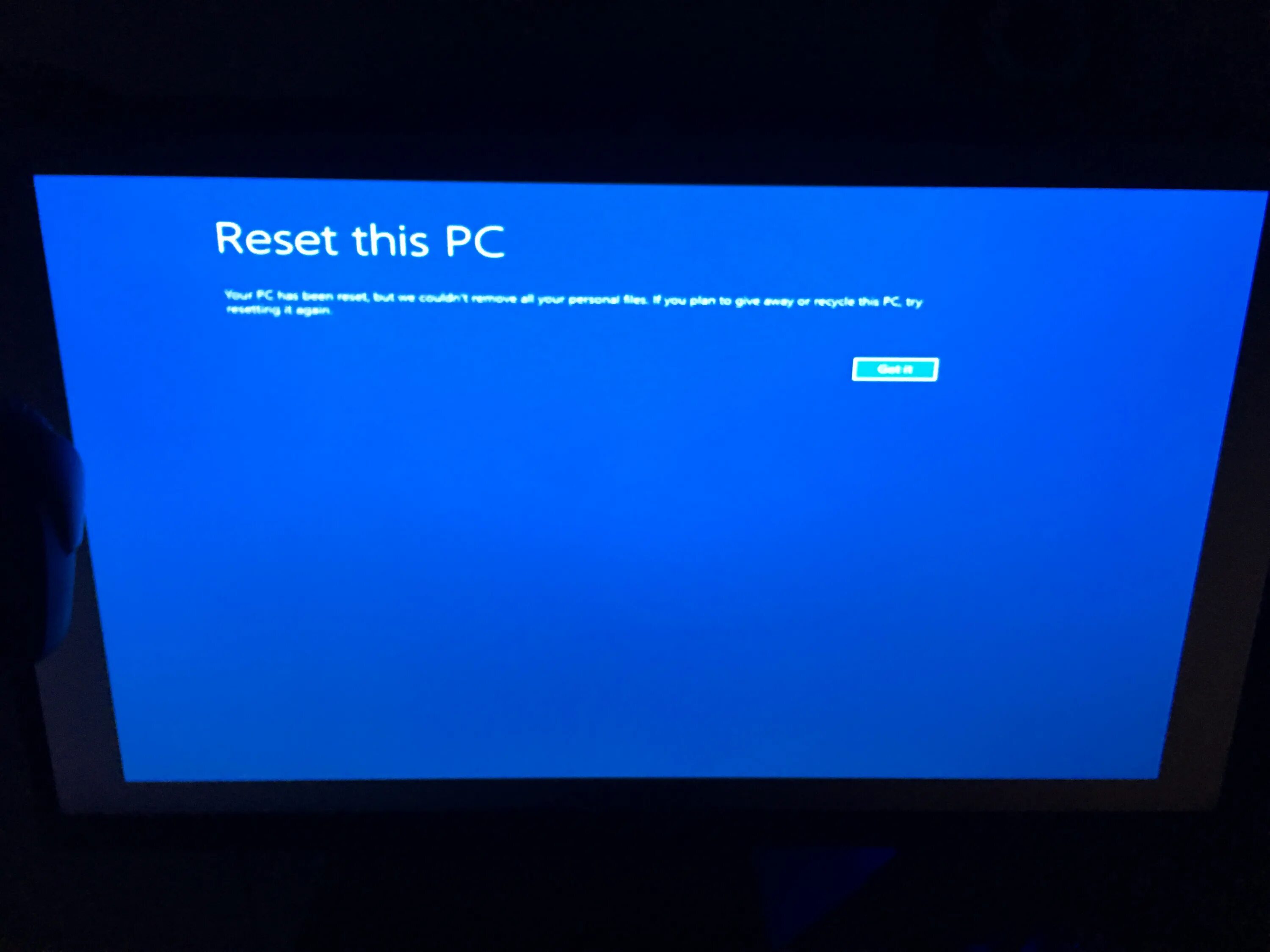 Reboot screen