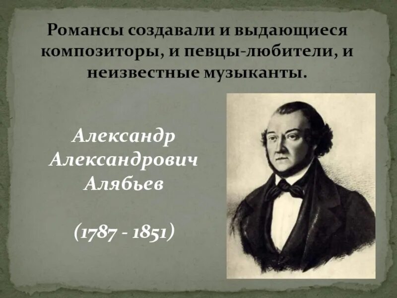 Романсов и песен русских композиторов. Алябьев 1787. Алябьев композитор романсы.