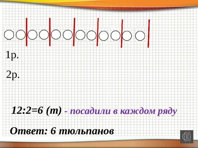 Сколько луковиц в каждом ряду. В каждом ряде посадили 6 тюльпанов. Посадили 12 тюльпанов. Посадили 12 тюльпанов по 6 в каждом ряду. Посадили 12 тюльпанов по 6 схематический рисунок.