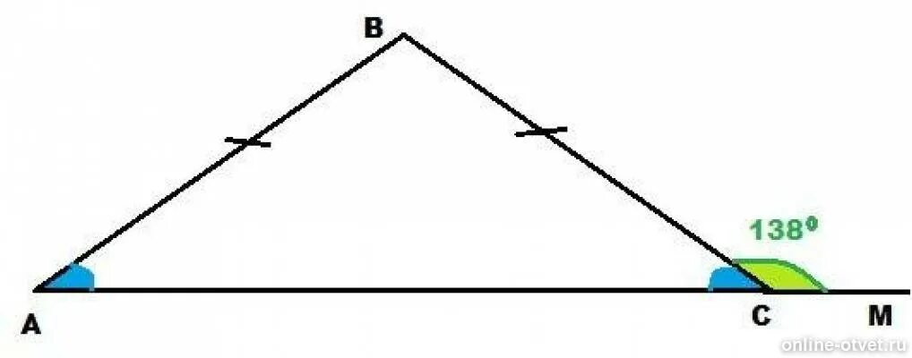 В треугольнике abc угол c 138. Угол 138 градусов. В треугольнике АВС внешний угол 138. Построй угол 138 градусов. Внешний угол 120 градусов рисунок.