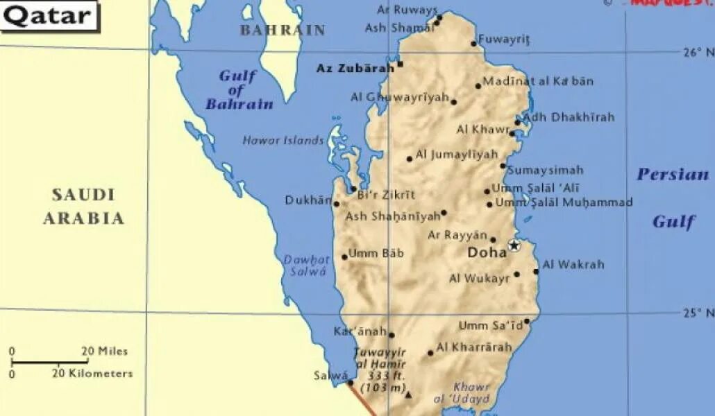 Страна доха где находится. Катар физическая карта. Государство Катар на карте. Доха Катар на карте.