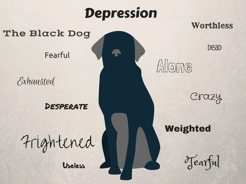 Black dog перевод на русский. Депрессивная собака. Собака в депрессии. День черной собаки. Черная собака депрессия.