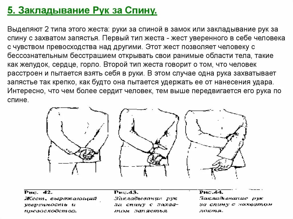 Почему имеют руки. Жест закладывание рук за спину с захватом запястья. Жест руки за спиной.