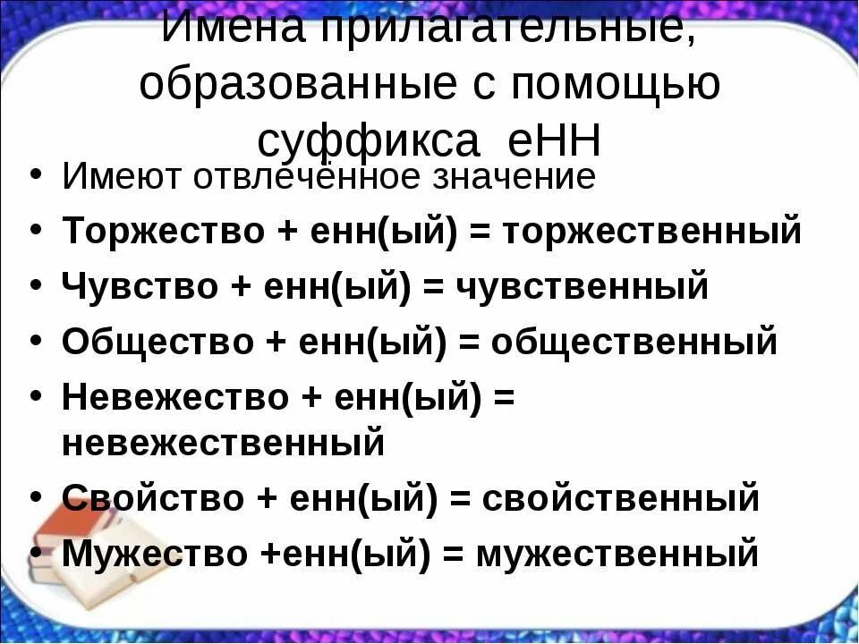 Какие суффиксы образуют относительные прилагательные. Прилагательные образованные с помощью суффиксов. Образование прилагательных с помощью суффиксов. Образовано прилагательное с помощью суффикса. Имена прилагательные с суффиксом Енн.