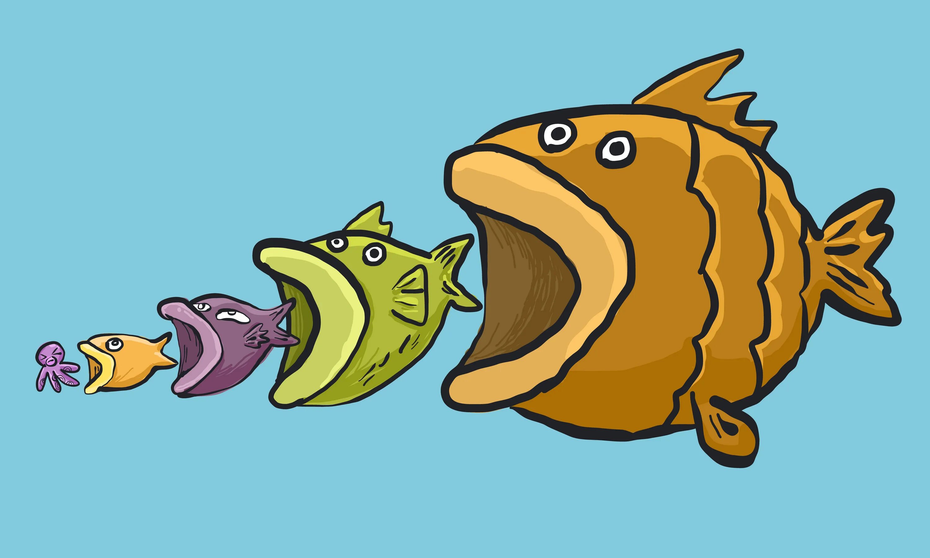 Рыбка съедает другую рыбку. Что едят рыбы. Рыбы едят друг друга. Большая и маленькая рыба. Большая рыба ест маленькую.