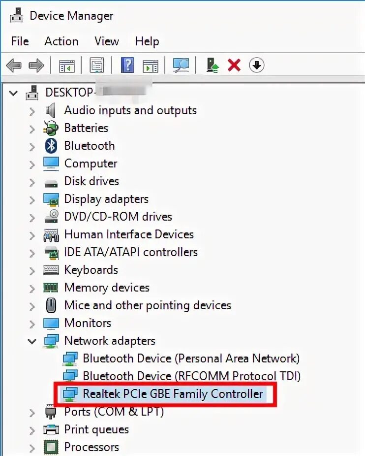 The realtek network controller was. The realtek network controller was