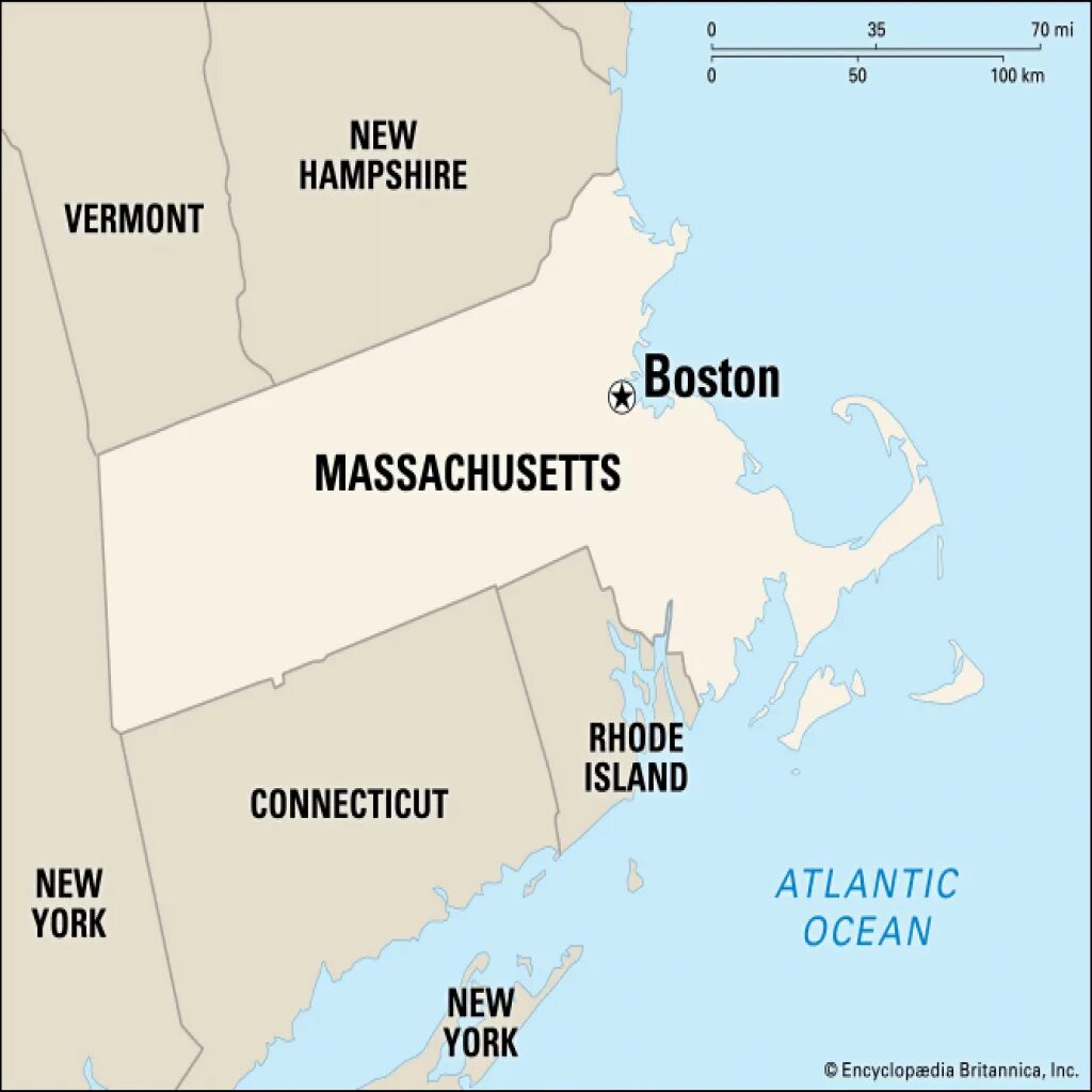 Бостон на карте США. Бостон на карте.