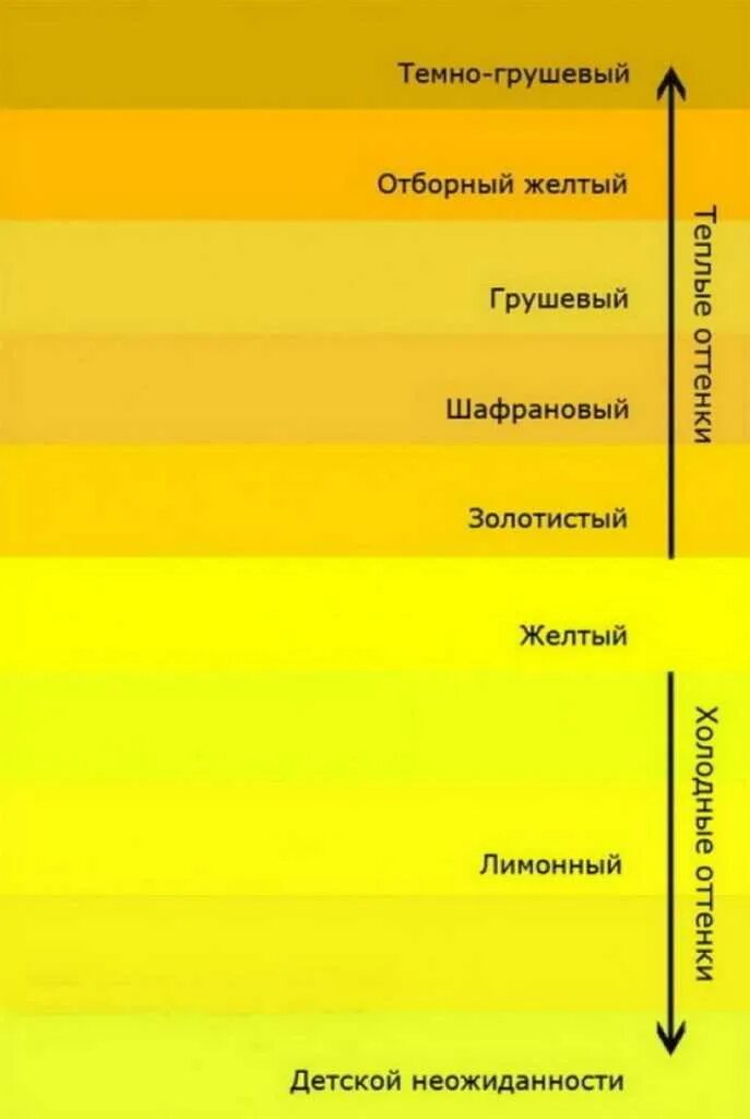 Чем отличается желтое. Оттенки желтого цвета. Оттенки жёлтого цвета названия. От тенки жёлтого цвета. Теплый и холодный желтый цвет.