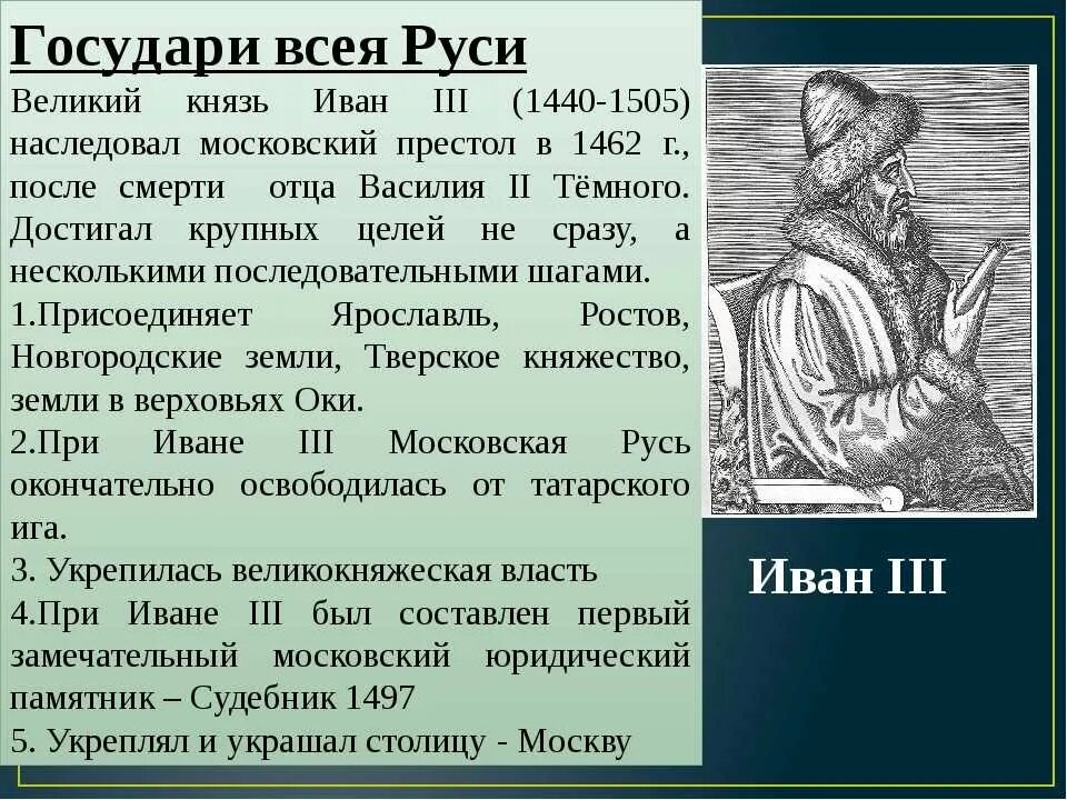 Княжение ивана 3 события. Принятие Иваном 3 титула Государь всея Руси.