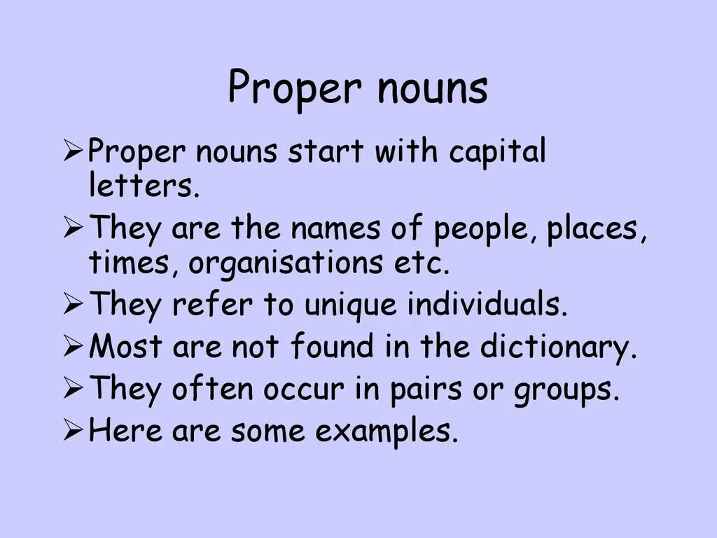 Divide these nouns into proper. Proper nouns. noun presentation.