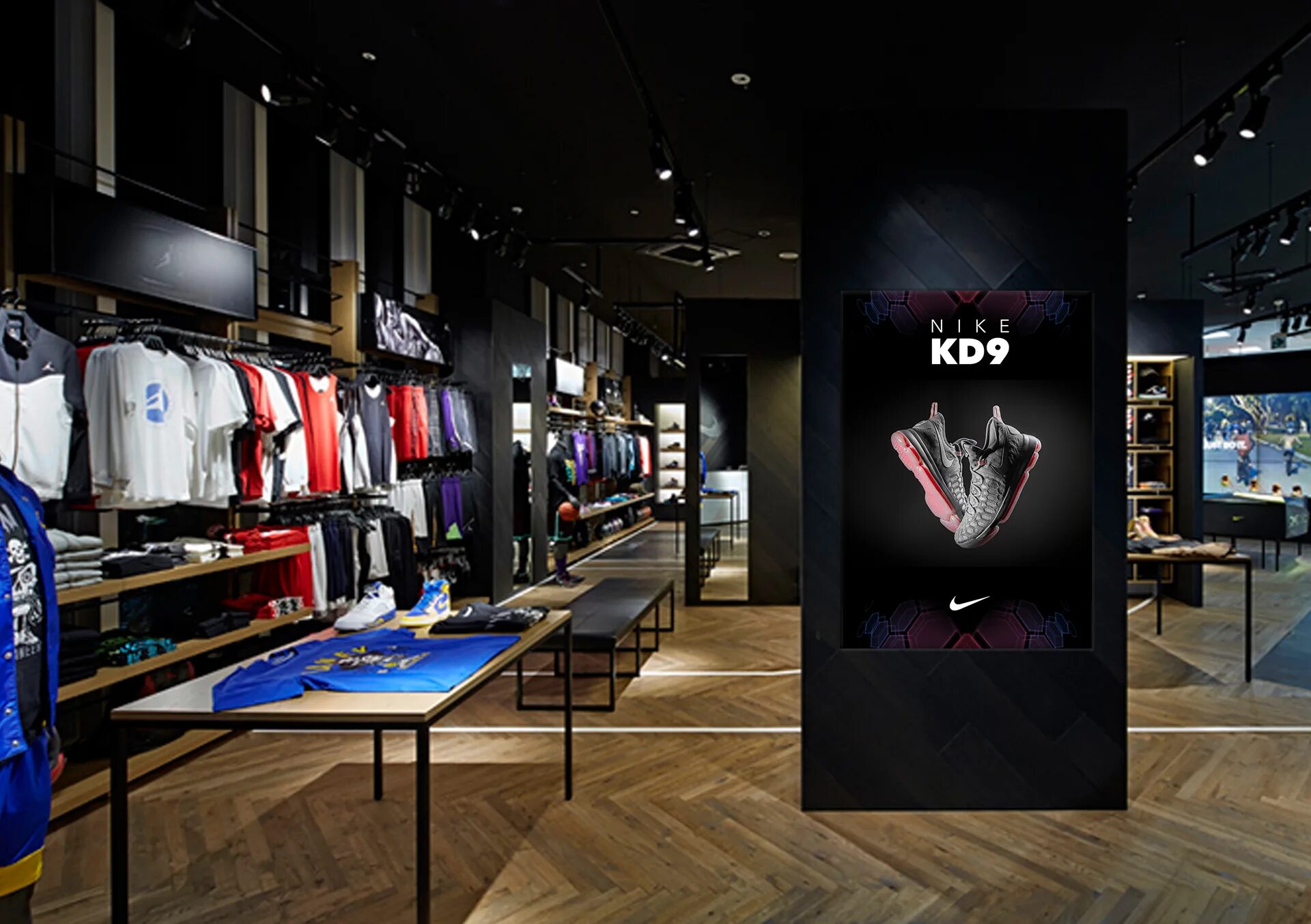 Nike Store. Фирменный магазин найк. Nike Jordan Boutique. Интерьер магазина одежды.