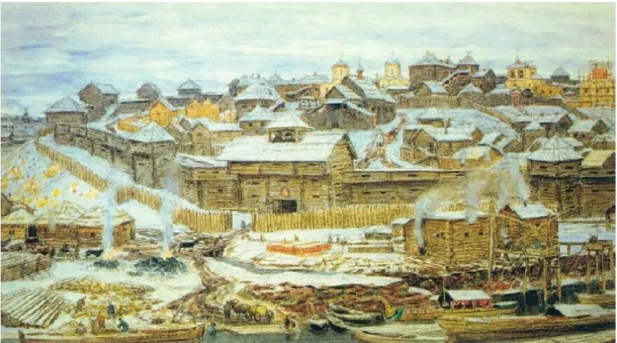 При иване калите какие были стены кремля. А.М Васнецов Московский Кремль при Иване Калите 1921 г.