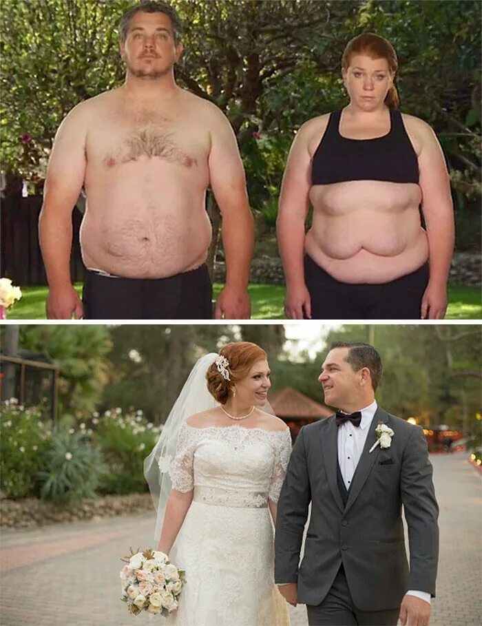 Жена толще. Пары до и после похудения. Смешные пары до и после. Люди после свадьбы. Девушка до замужества и после.
