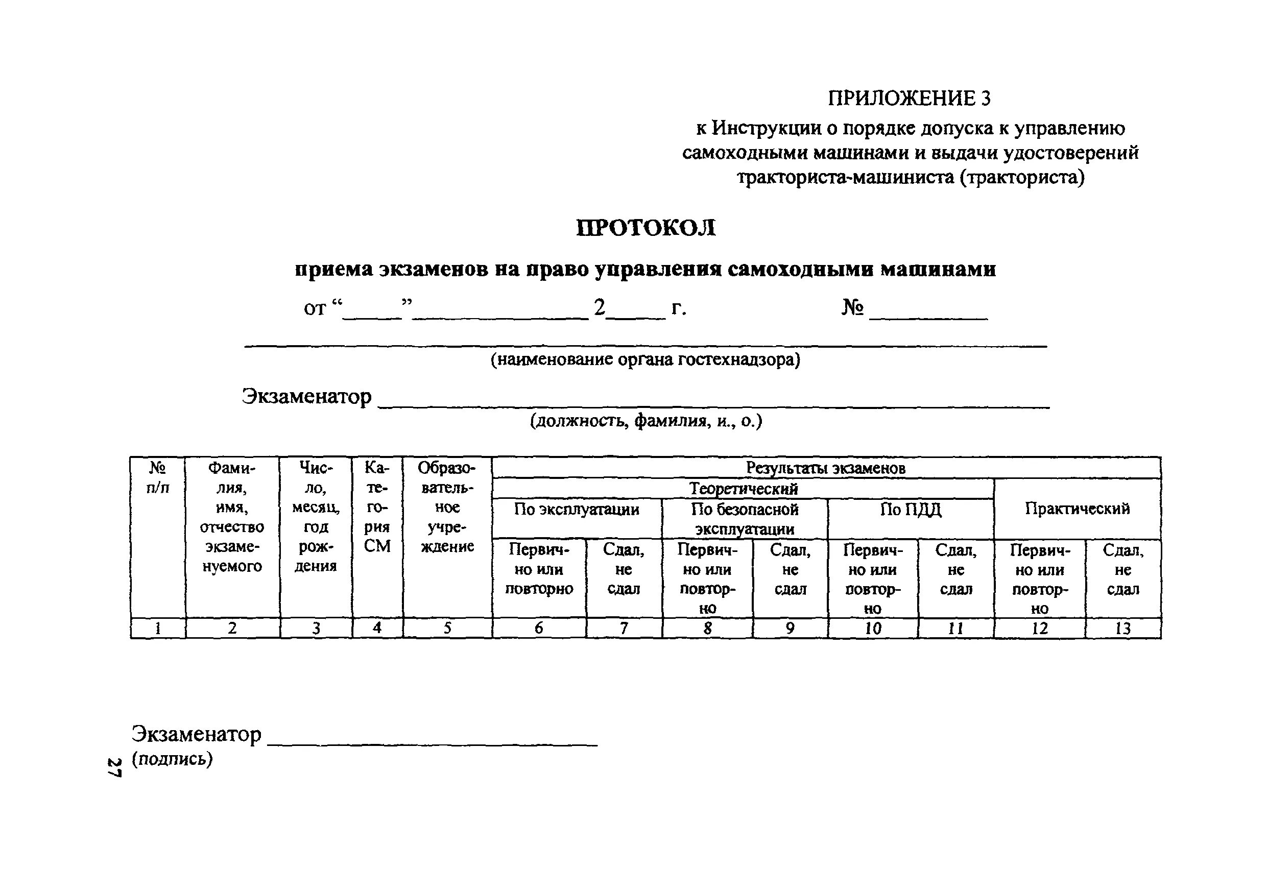 Протокол внутреннего экзамена тракторист. Протокол машинист электросварочного передвижного агрегата. Протокол приема экзаменов на право управления самоходными машинами. Экзаменационный лист тракториста машиниста/водителя.