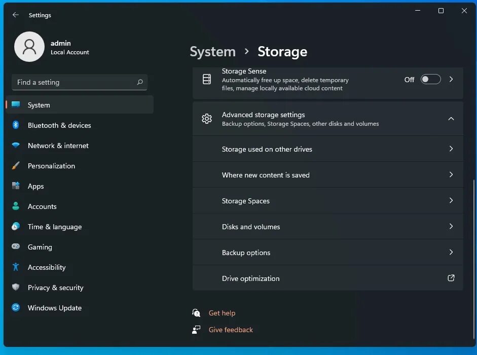 Settings storage