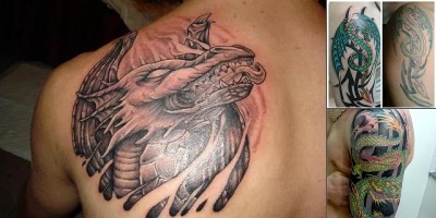 тату дракон на плече мужские