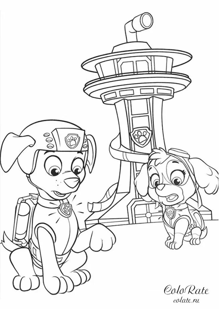 Раскраски для детей скай распечатать бесплатно Coloriage Mighty Pups Skye in Tornado à imprimer Coloriage pat patrouille, Image