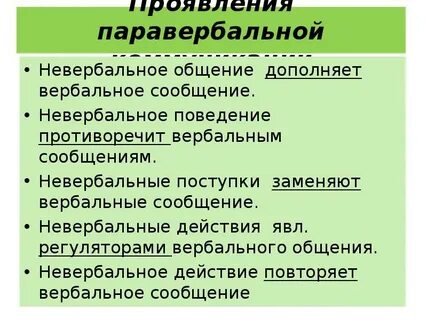 Вербальное и невербальное проявление