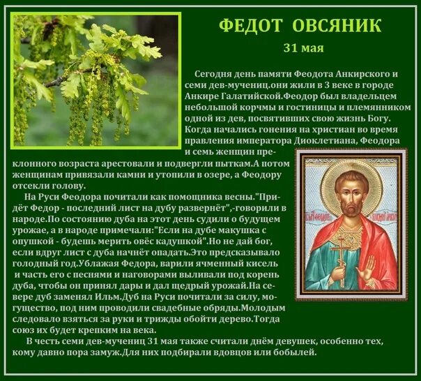 Федот Овсяник, семь дев. 31 Мая Федот Овсяник семь дев. Федот Овсяник народный праздник. Федот Овсяник 31 мая. День федота