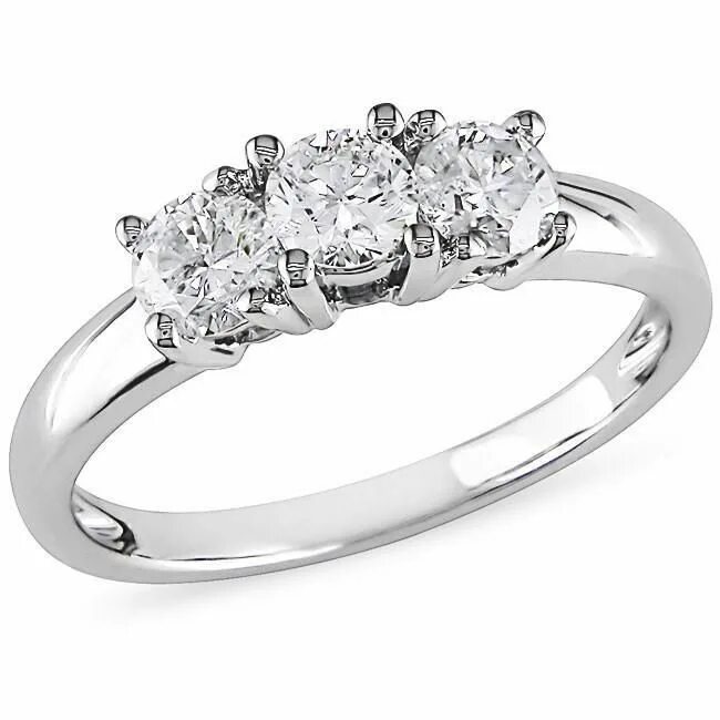 1/4ct Бриллиант 3-каменное обручальное кольцо Три камня Юбилейное белое золото 7