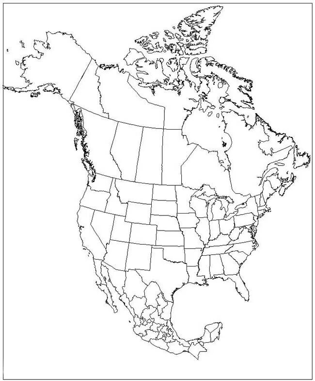 Контурная карта Северной Америки. Контурная политическая карта Северной Америки для печати. Страны Северной Америки на контурной карте. Политическая контурная карта Северной Америки.