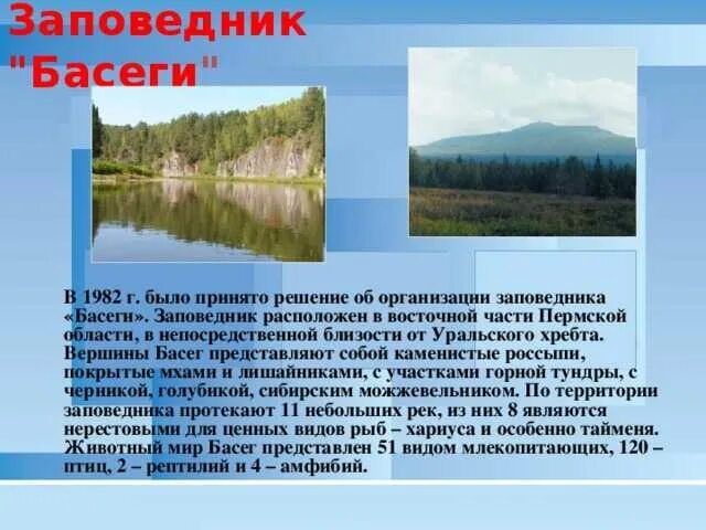 Национальные проекты пермский край. Заповедники Пермского края Басеги кратко. Басеги заповедник Пермского края с описанием. Охраняемых территорий Пермского края Басеги. Заповедник Басеги Пермский край доклад.