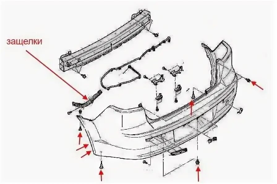 Снятие переднего и заднего бампера Mitsubishi Lancer CX, CY, CZ (Lancer Evolutio