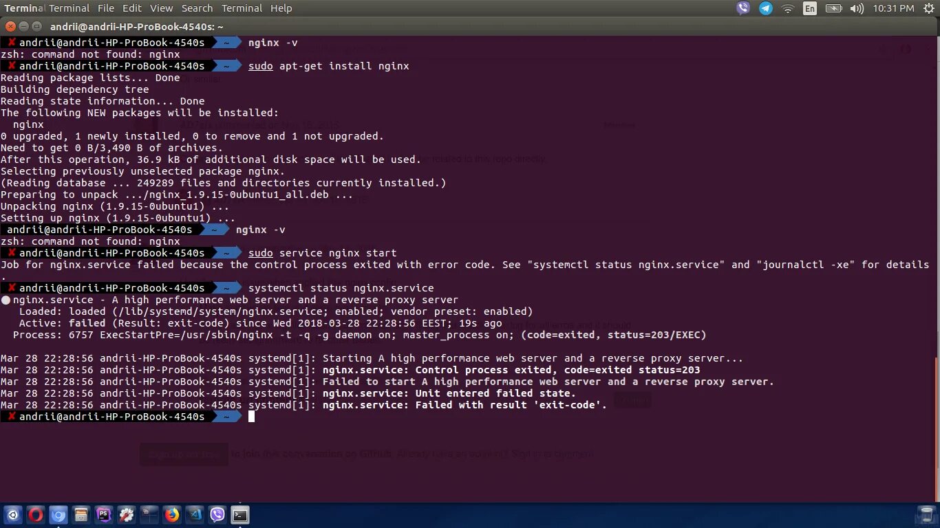 Start process exit. Sudo Apt install nginx. Systemctl status failed. Failed to get service status. Nginx exited with code 137 on Reload.