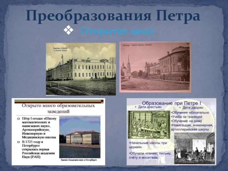 Первое учреждение петра 1. Школы при Петре 1 в России. Система образования до и после Петра первого. Реформы Петра 1 школы.