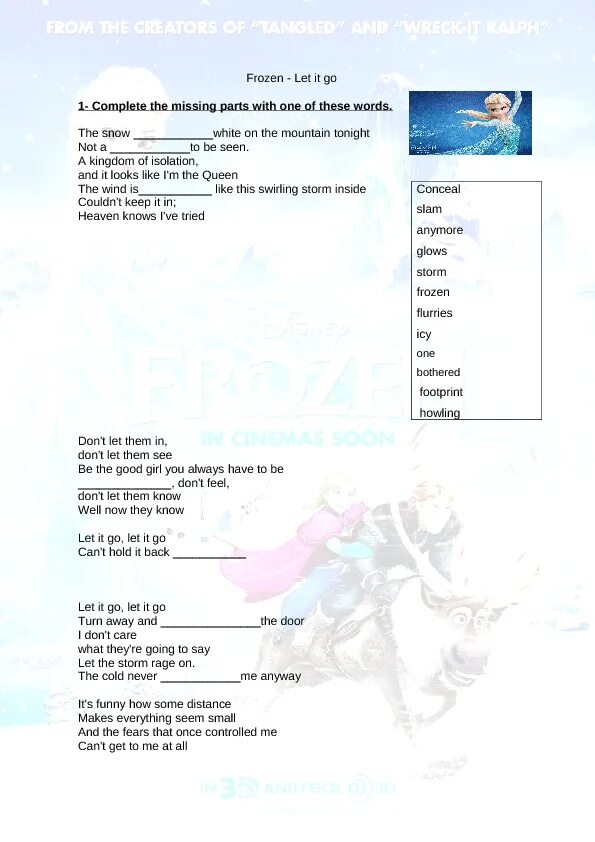 Let it go Frozen текст. Let it go Lyrics Frozen. Let it go Frozen Worksheet. Let it go Worksheet.