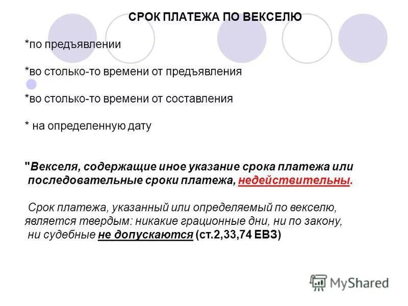 Срок платежа по векселю